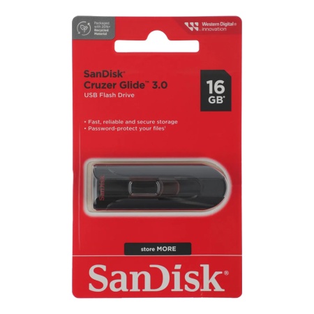 Флеш-накопитель SanDisk Cruzer Glide 3.0 USB Flash Drive 16GB, черный